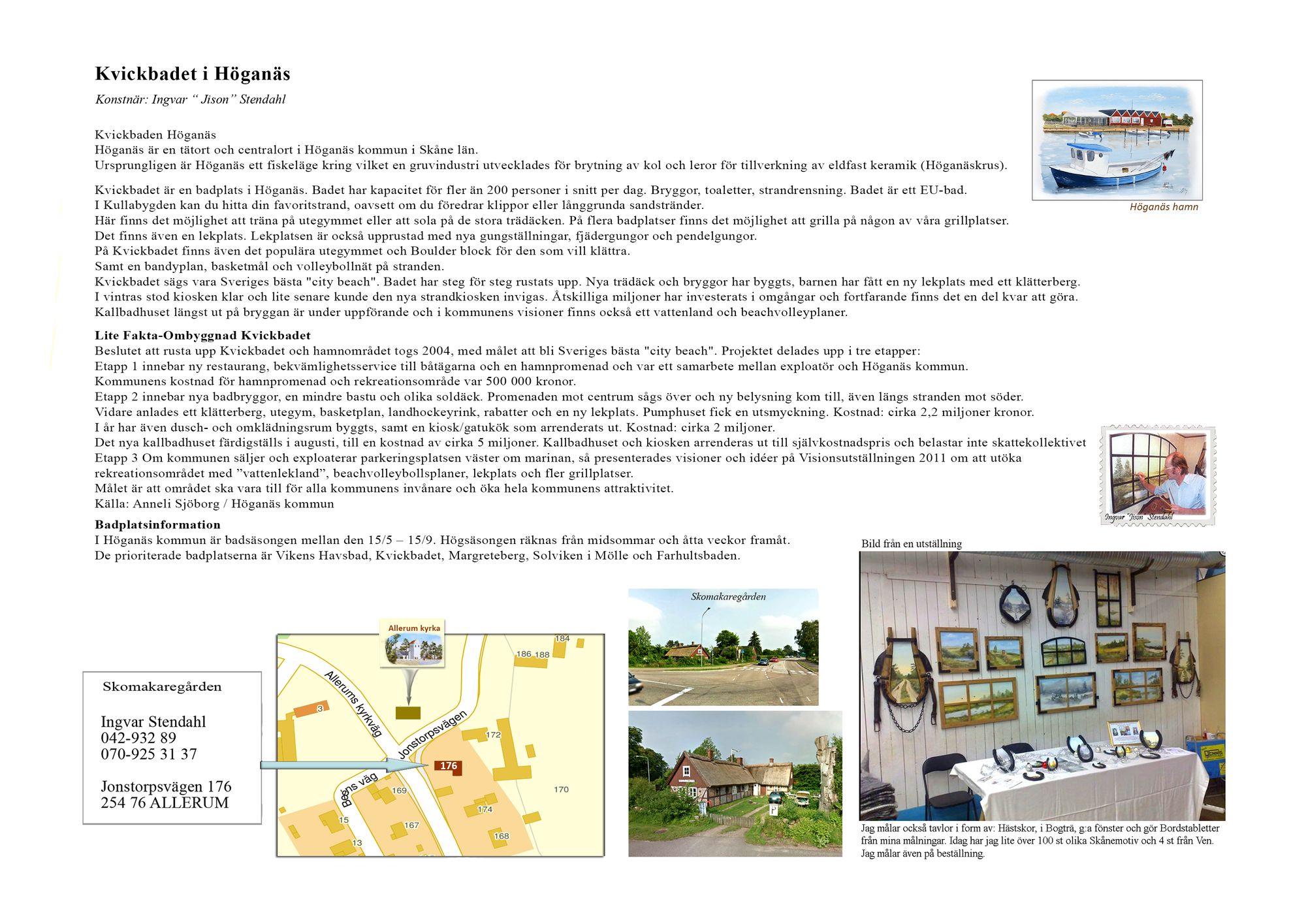 Skannad baksida av bordstablett BT-039, Kvickbadet-Höganäs, med hela texten om platsen.