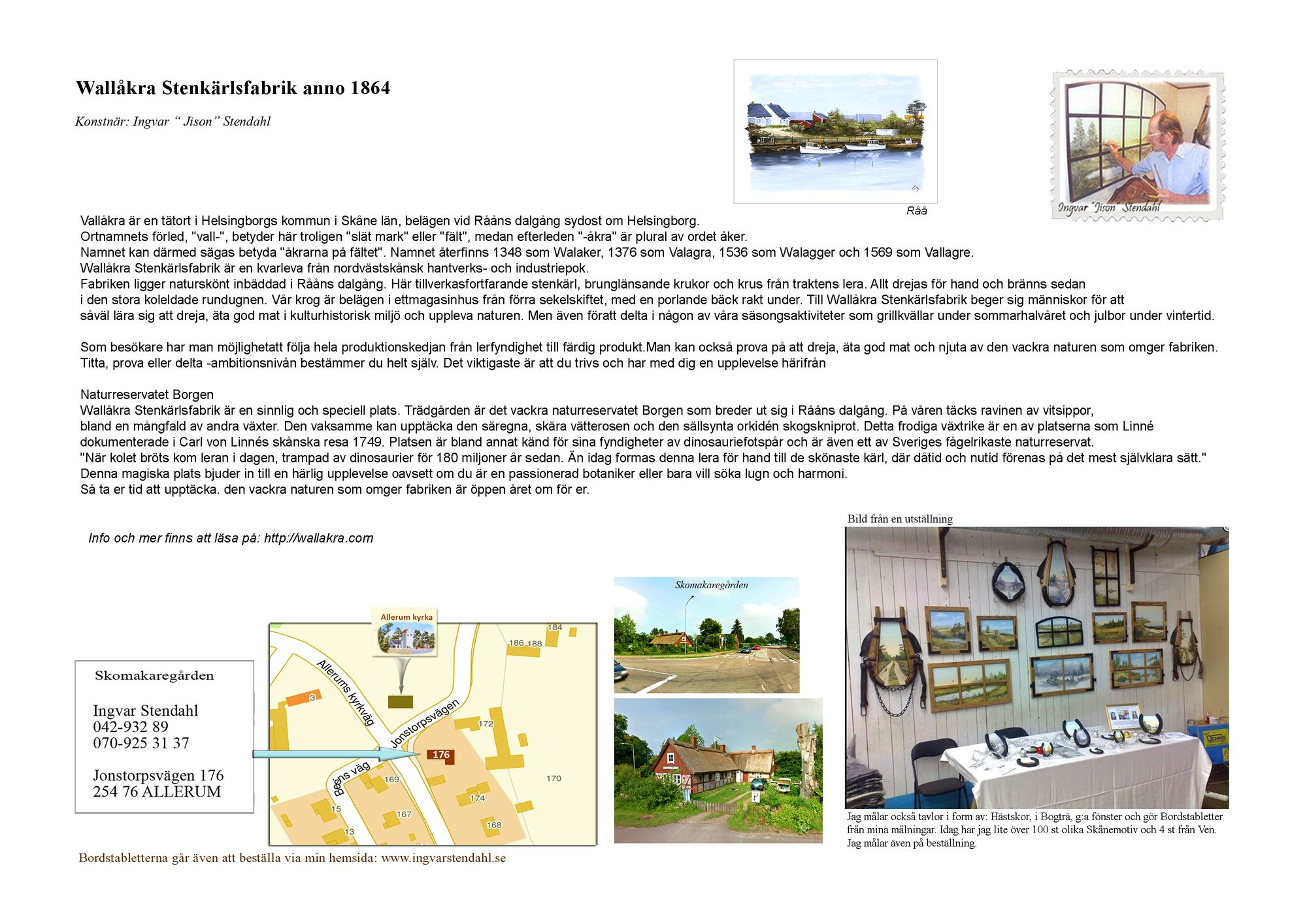 Skannad baksida av bordstablett BT-096, Vallåkra stenkärlsfabrik, med hela texten om platsen.