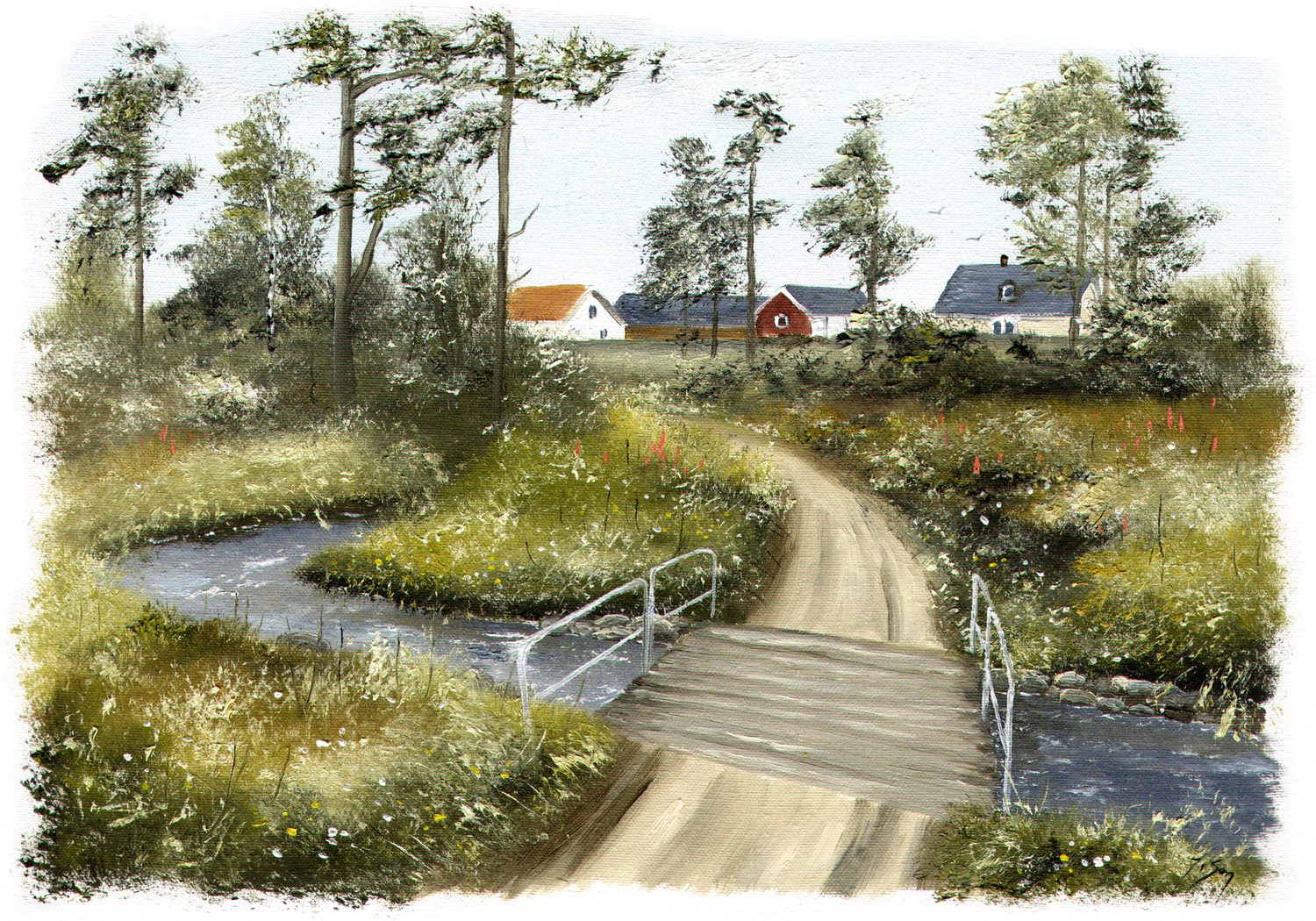 Bordstablett BT-010 med Ingvar Stendahls oljemålning av Billesholm, skånskt motiv.