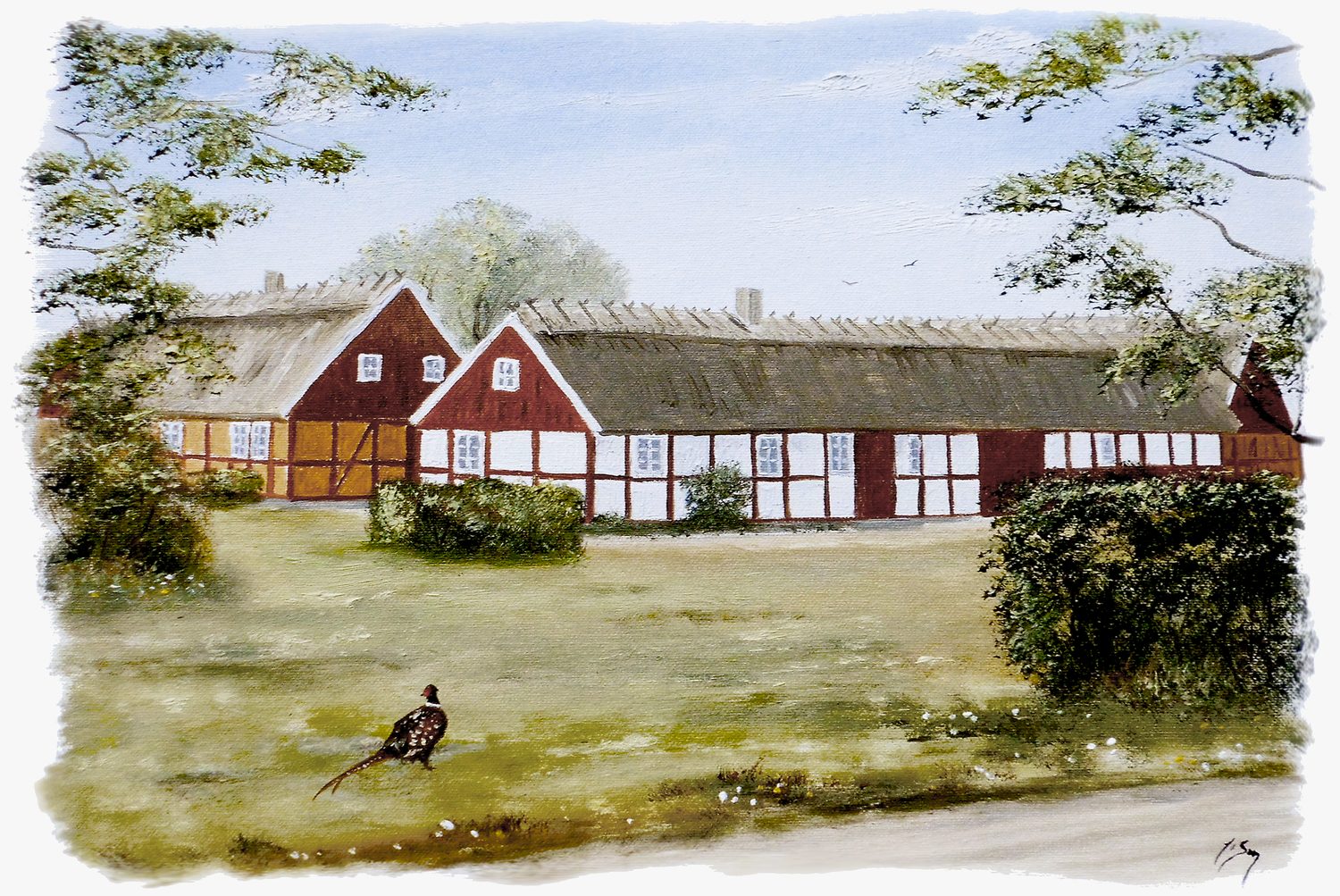 Bordstablett BT-035 med Ingvar Stendahls oljemålning av Jöns-Jonsgården, skånskt motiv.