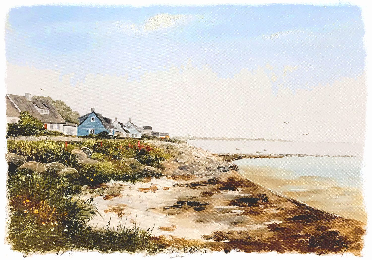 Bordstablett BT-046 med Ingvar Stendahls oljemålning av Lerberget vy mot lillabro, skånskt motiv.