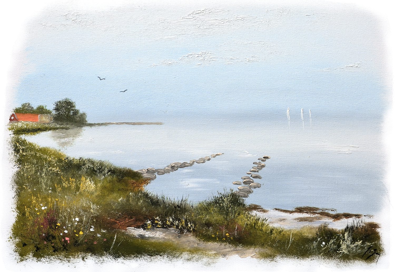 Bordstablett BT-073 med Ingvar Stendahls oljemålning av Rekekroken, skånskt motiv.