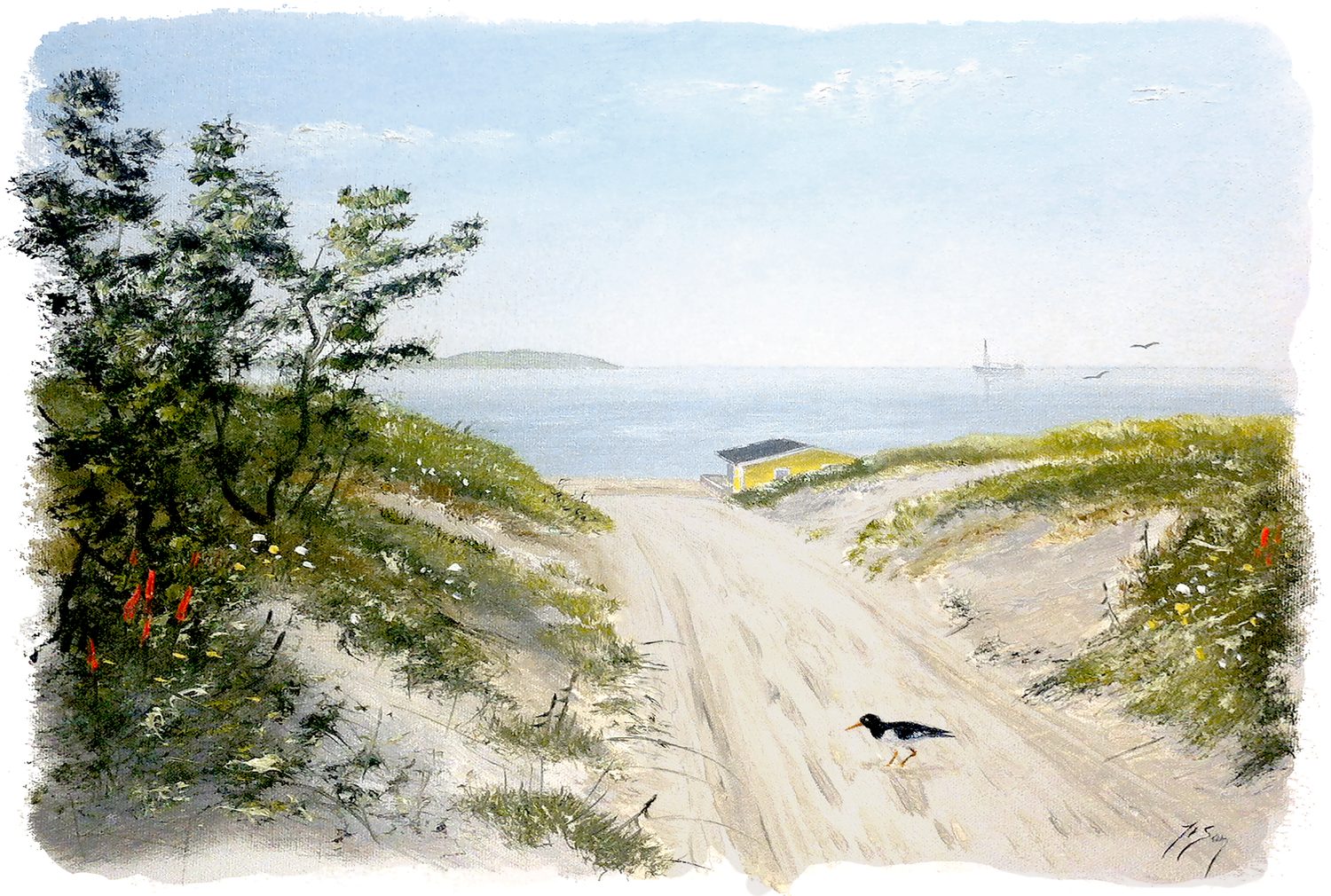 Bordstablett BT-077 med Ingvar Stendahls oljemålning av Råbocka Ängelholm, skånskt motiv.