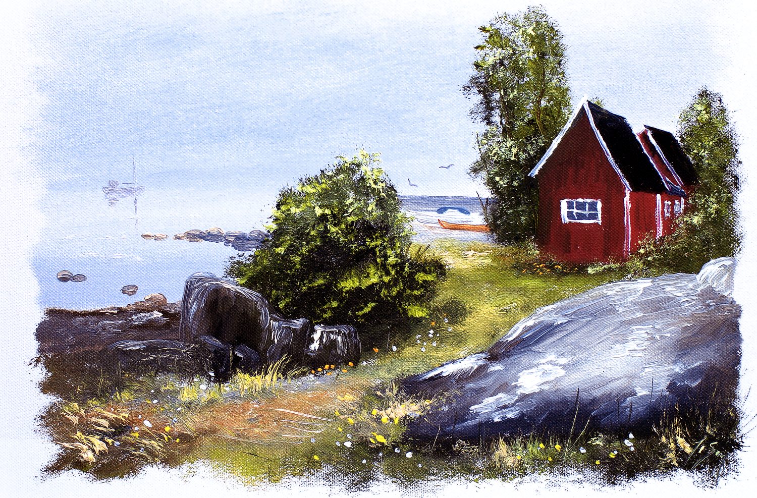 Bordstablett BT-081 med Ingvar Stendahls oljemålning av Skäret, skånskt motiv.