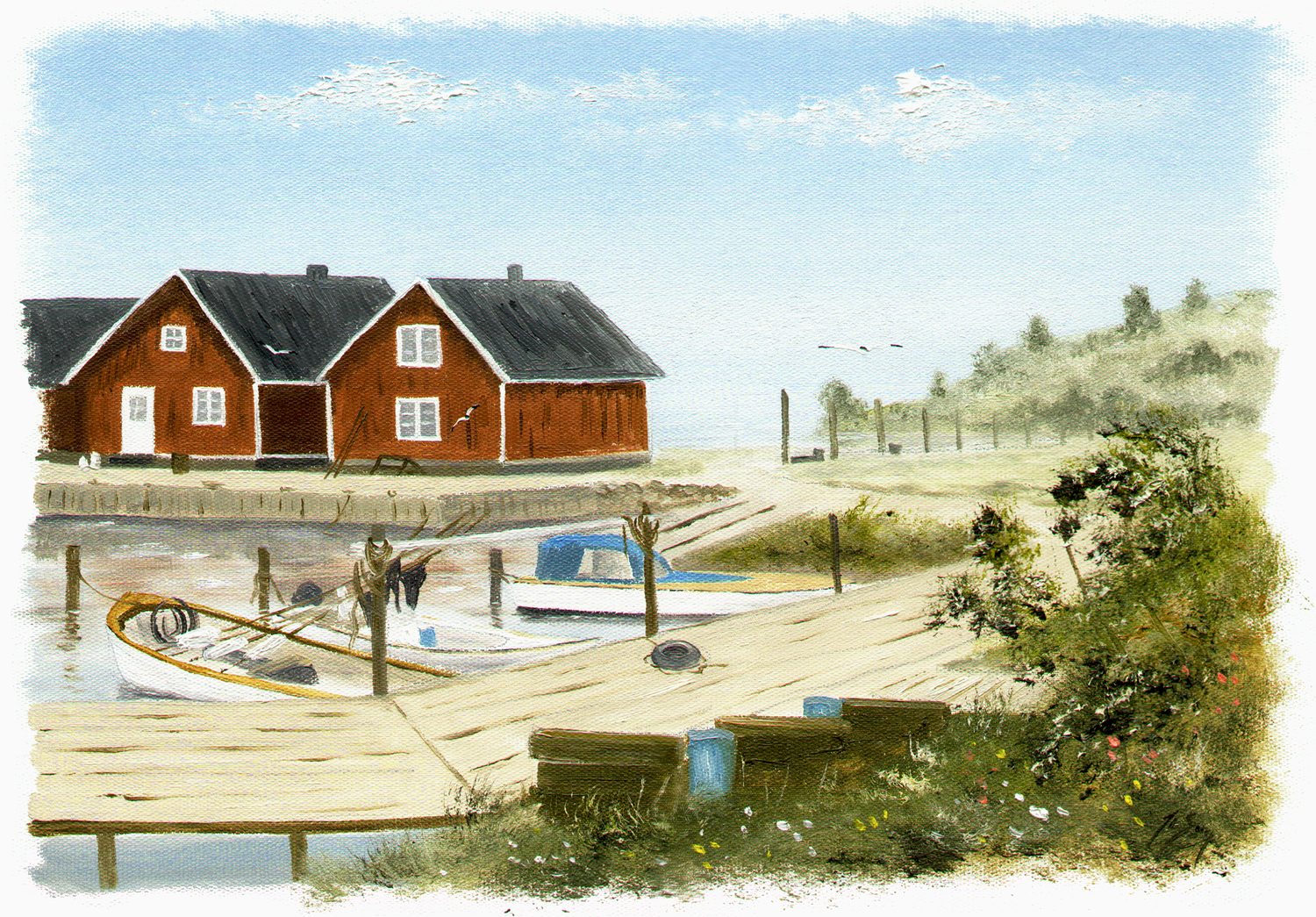 Bordstablett BT-101 med Ingvar Stendahls oljemålning av Ven Bäckviken, skånskt motiv.