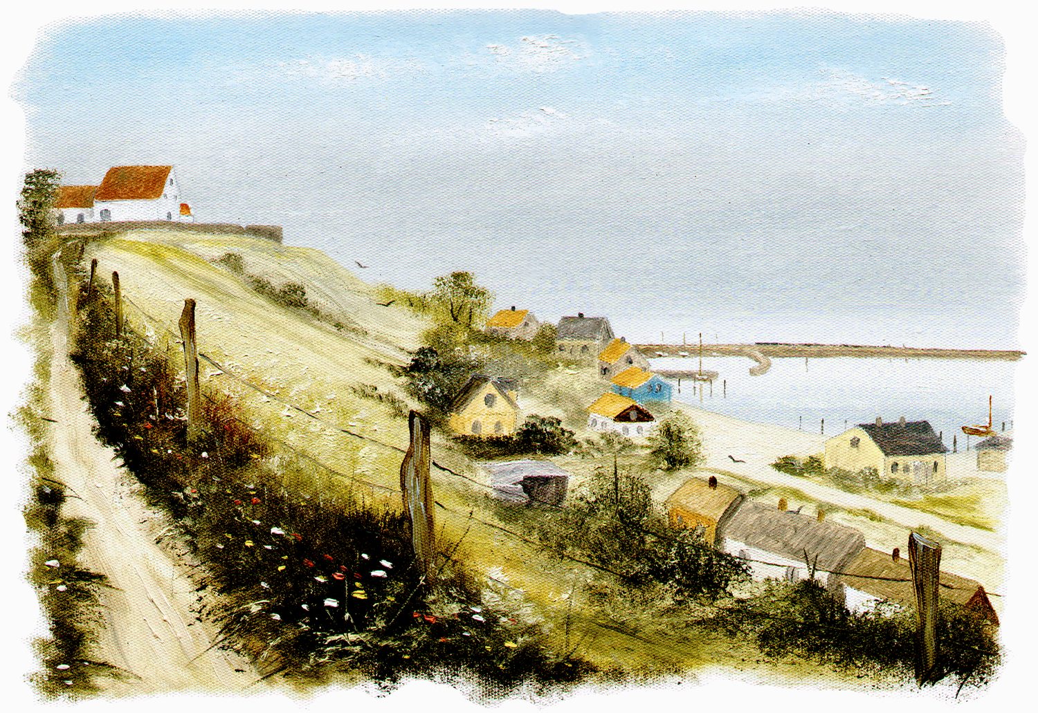 Bordstablett BT-103 med Ingvar Stendahls oljemålning av Ven Kyrkbacken, skånskt motiv.