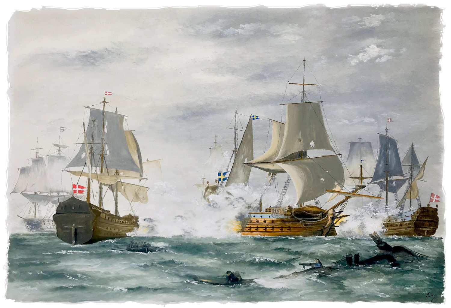 Bordstablett BT-126 med Ingvar Stendahls oljemålning av Svärdet (Slaget om Öland 1676), skånskt motiv.